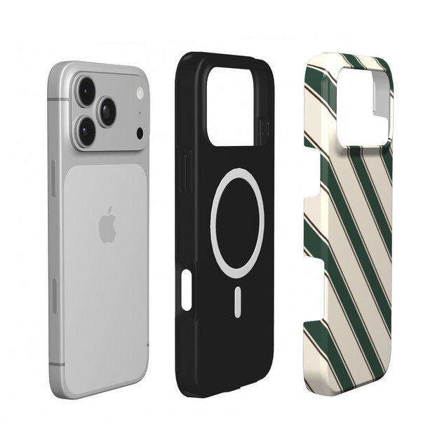 Heritage | Green & Ivory Striped MagSafe iPhone Case