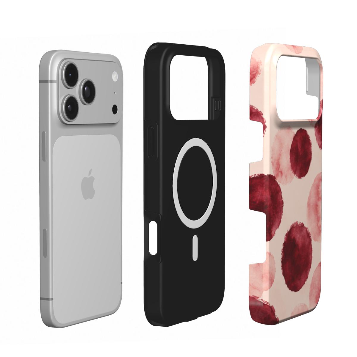 Watercolor Dot | Burgundy Watercolor Polka Dot MagSafe iPhone Case