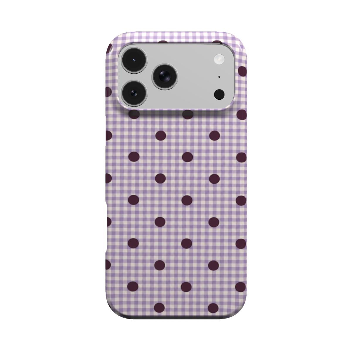 Check & Dot | Lilac Gingham Polka Dot MagSafe iPhone Case