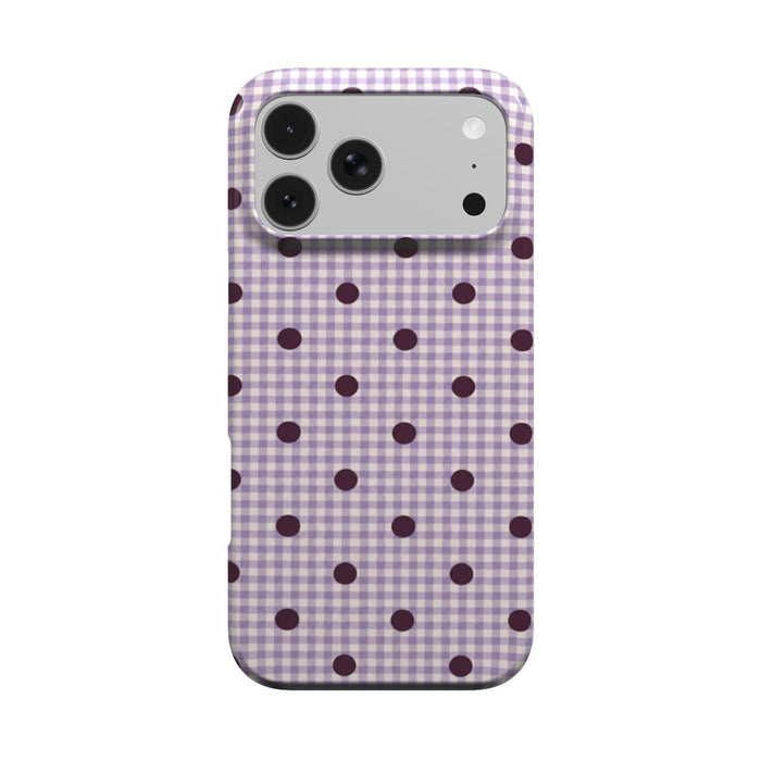 Check & Dot | Lilac Gingham Polka Dot MagSafe iPhone Case