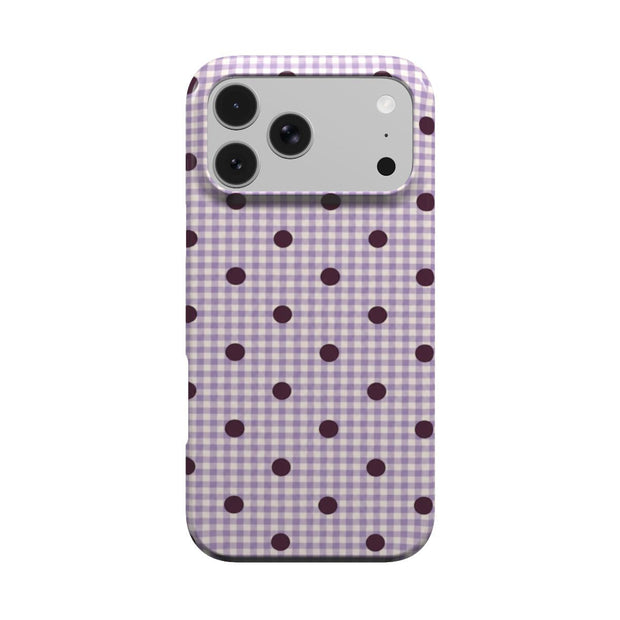 Check & Dot | Lilac Gingham Polka Dot MagSafe iPhone Case