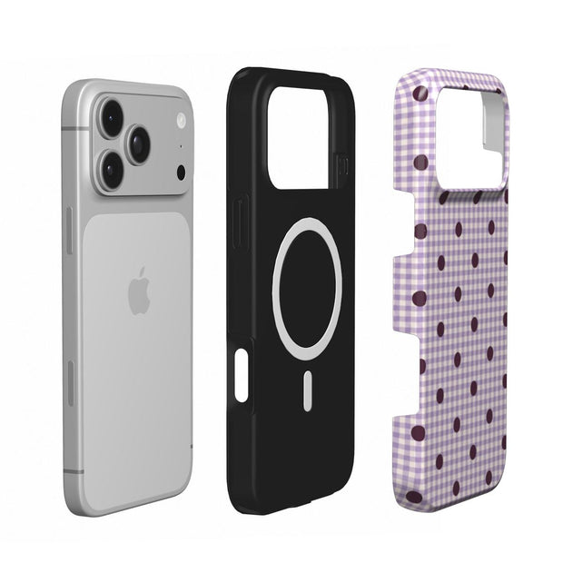 Check & Dot | Lilac Gingham Polka Dot MagSafe iPhone Case