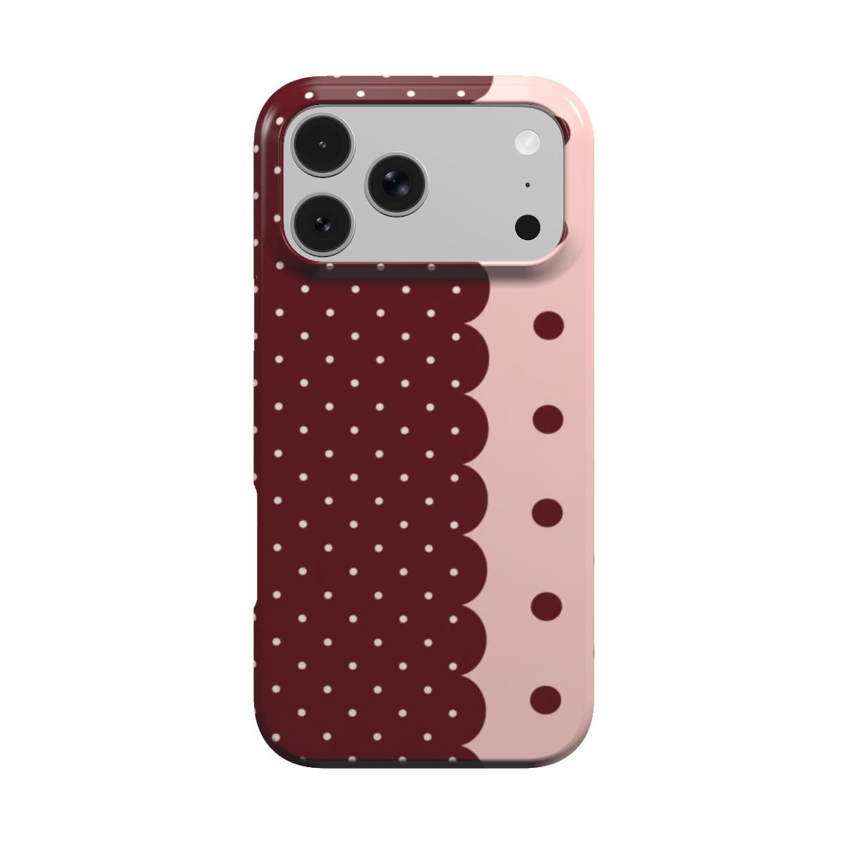 Pretty Border | Burgundy & Blush Polka Dot MagSafe iPhone Case
