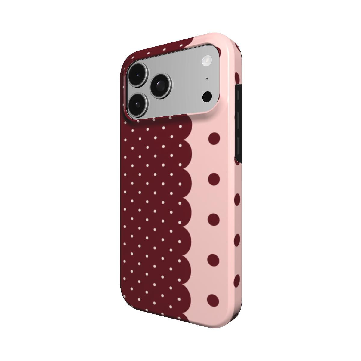 Pretty Border | Burgundy & Blush Polka Dot MagSafe iPhone Case