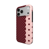 Pretty Border | Burgundy & Blush Polka Dot MagSafe iPhone Case