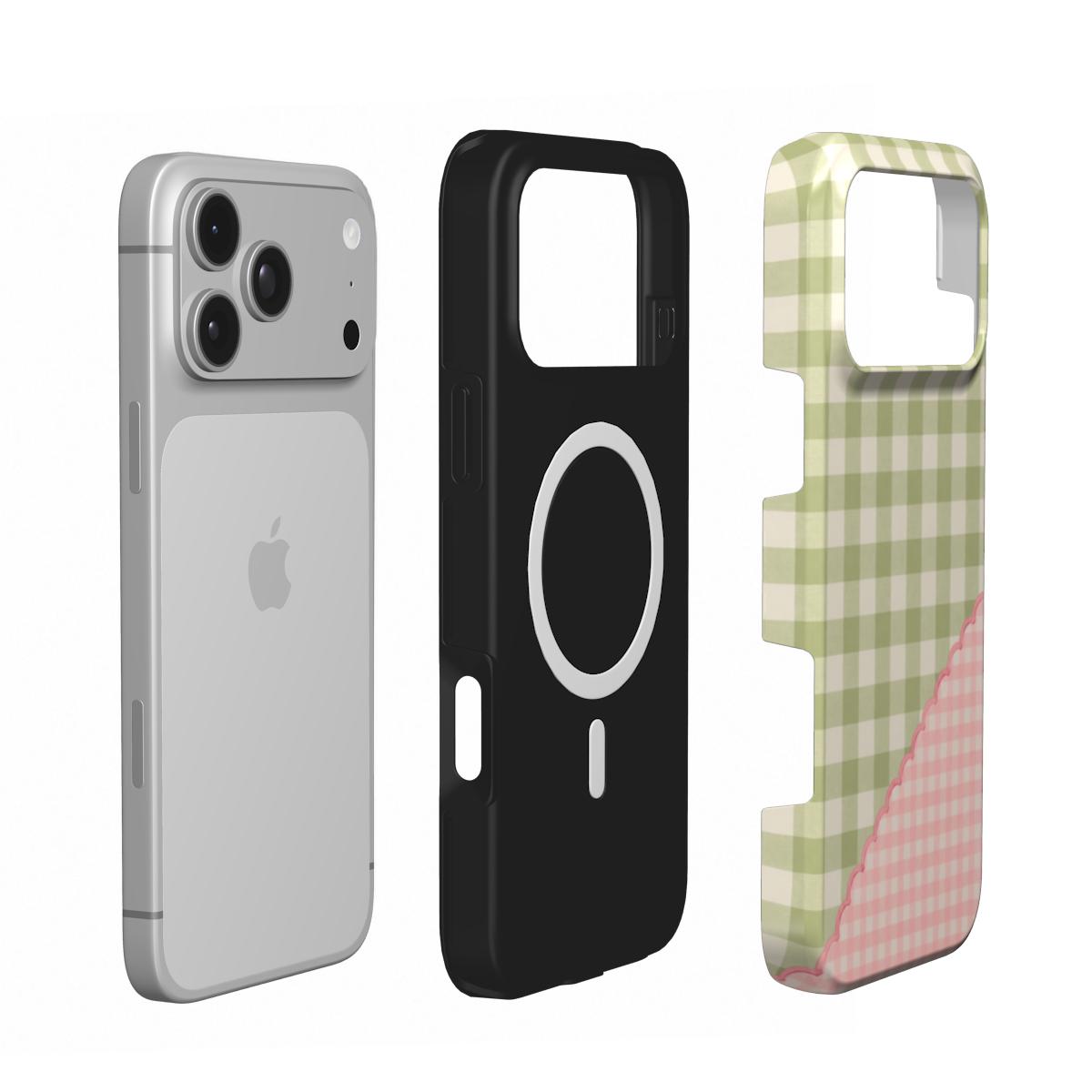 Picnic Patch | Sage & Pink Gingham MagSafe iPhone Case