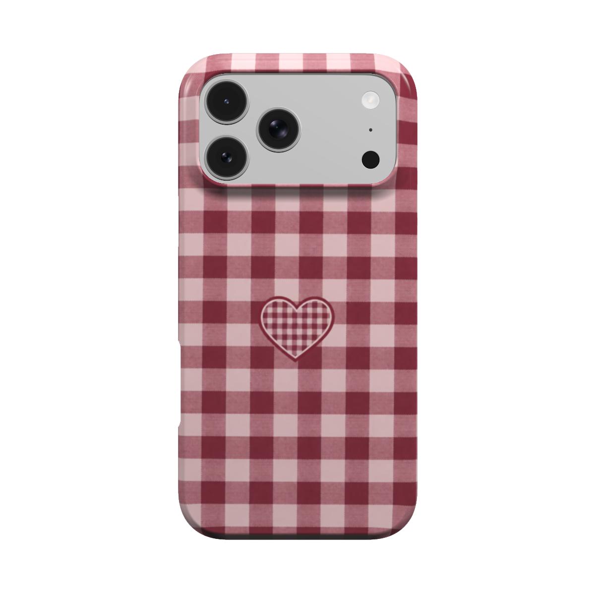 Heart Check | Burgundy & Pink Gingham MagSafe iPhone Case