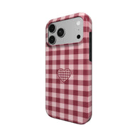 Heart Check | Burgundy & Pink Gingham MagSafe iPhone Case