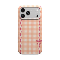 Peach Ribbon | Peach Gingham Bow MagSafe iPhone Case