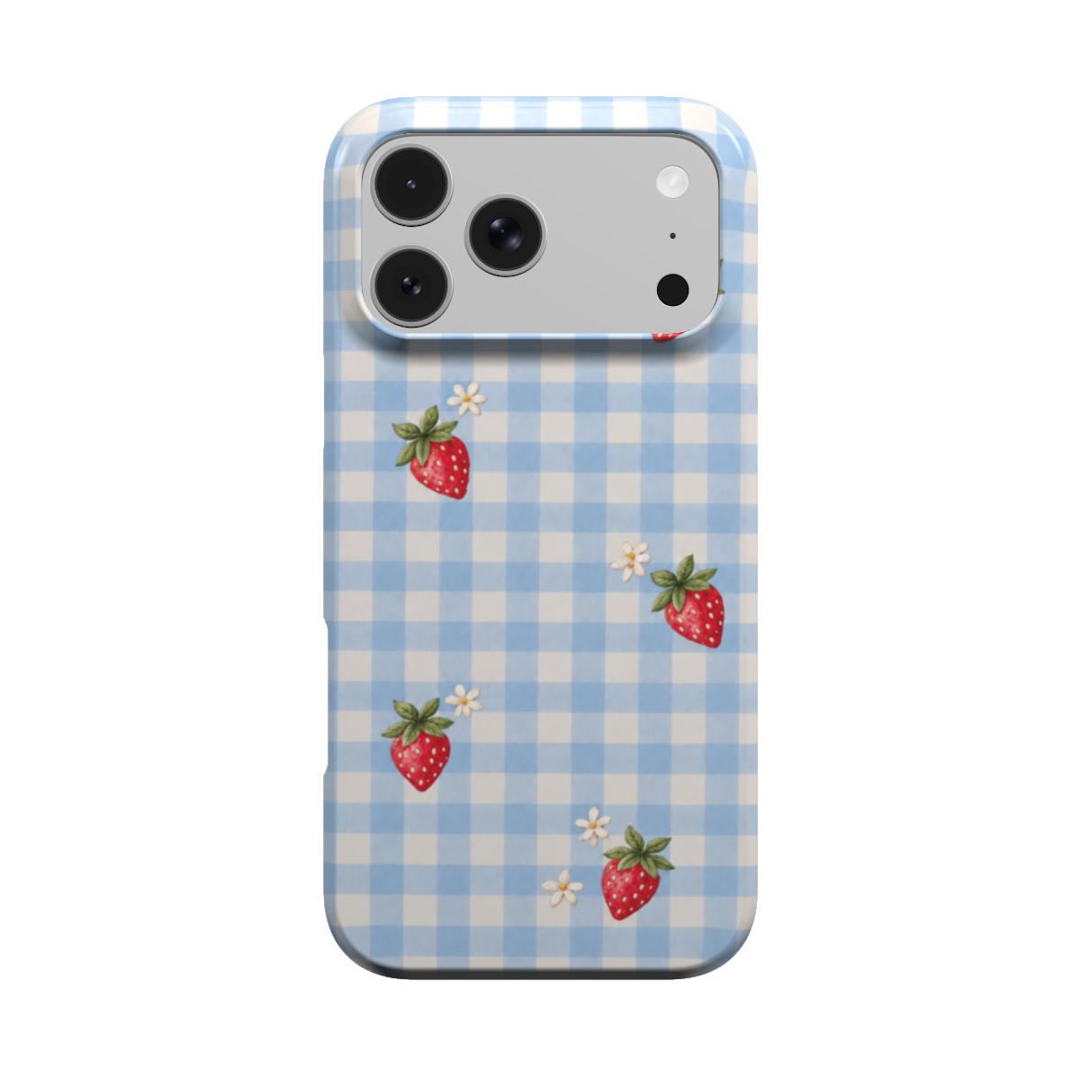 Berry Check | Blue Gingham Strawberry MagSafe iPhone Case