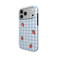 Berry Check | Blue Gingham Strawberry MagSafe iPhone Case