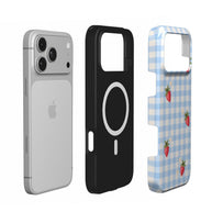 Berry Check | Blue Gingham Strawberry MagSafe iPhone Case