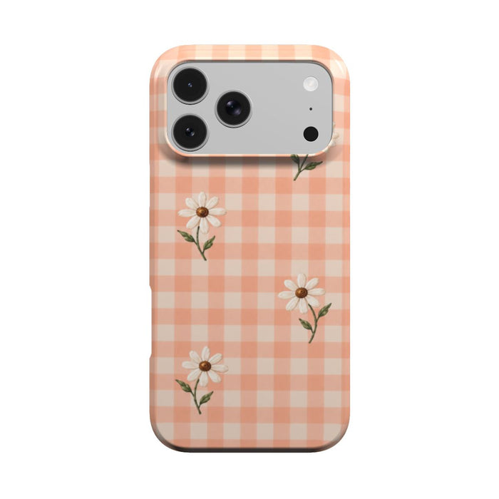 Daisy Check | Peach Gingham Daisy MagSafe iPhone Case