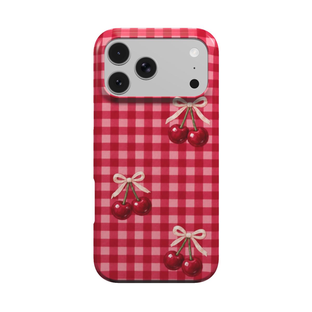 Cherry Check | Red Gingham Cherry Bow MagSafe iPhone Case