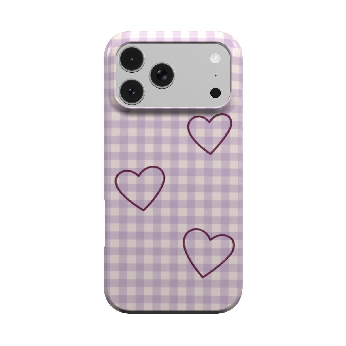 Heart Trio | Lilac Gingham Heart MagSafe iPhone Case