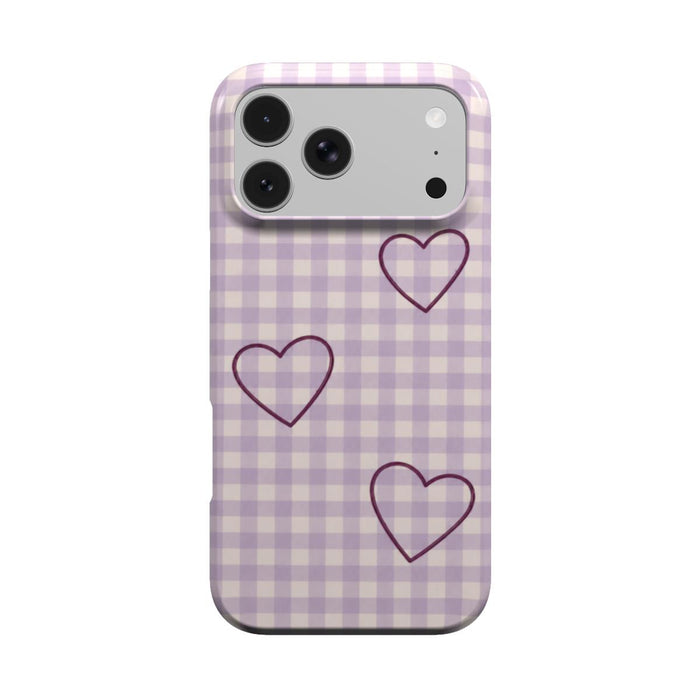 Heart Trio | Lilac Gingham Heart MagSafe iPhone Case