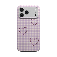 Heart Trio | Lilac Gingham Heart MagSafe iPhone Case