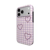 Heart Trio | Lilac Gingham Heart MagSafe iPhone Case
