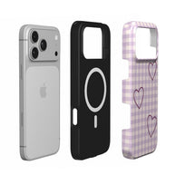 Heart Trio | Lilac Gingham Heart MagSafe iPhone Case