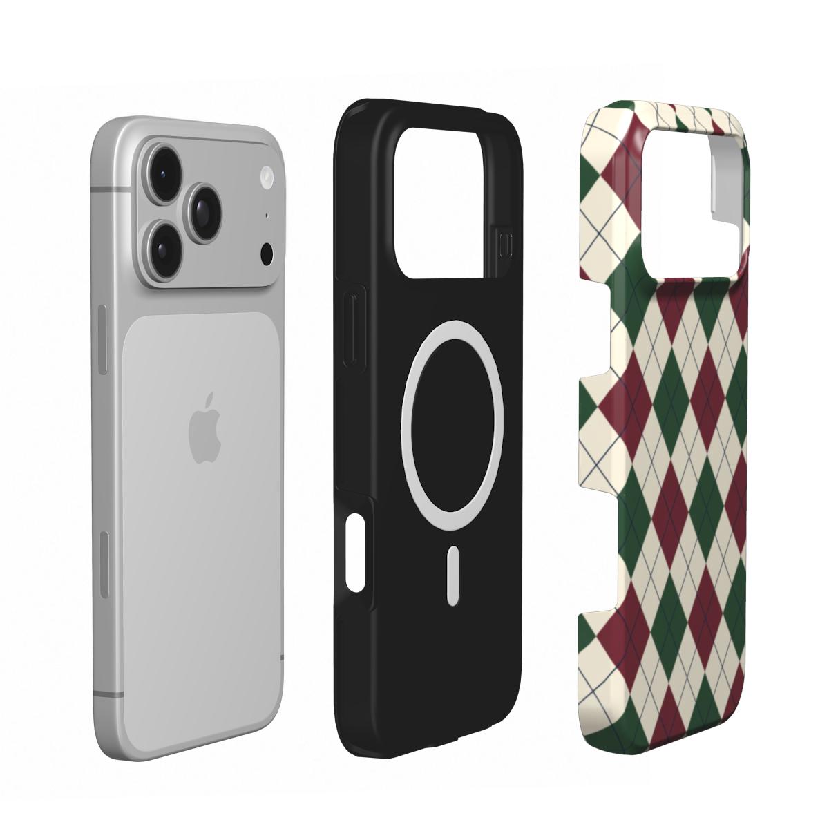 Argyle Club | Burgundy & Green Argyle MagSafe iPhone Case