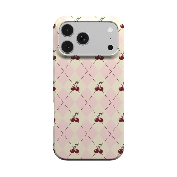 Sweet Argyle | Pink Cherry Argyle MagSafe iPhone Case