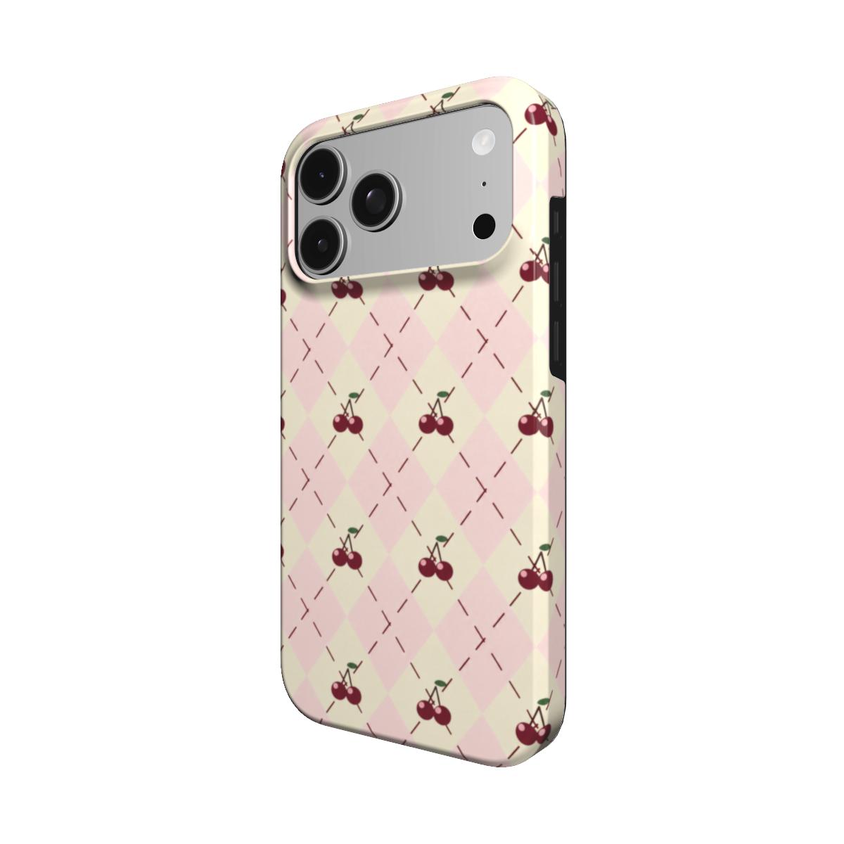Sweet Argyle | Pink Cherry Argyle MagSafe iPhone Case