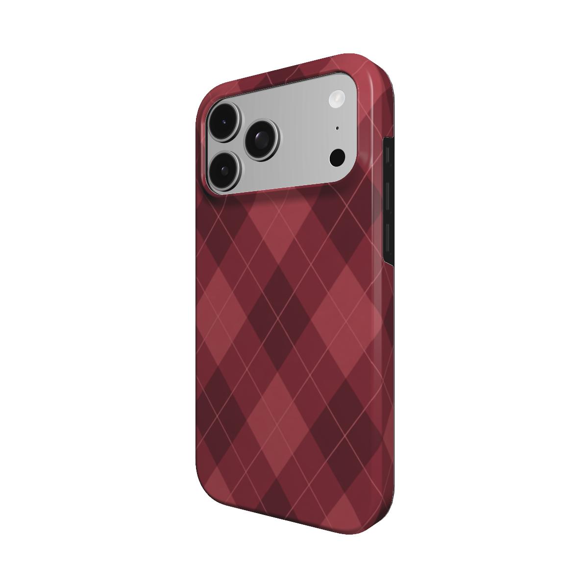Rouge Knit | Burgundy Tonal Argyle MagSafe iPhone Case