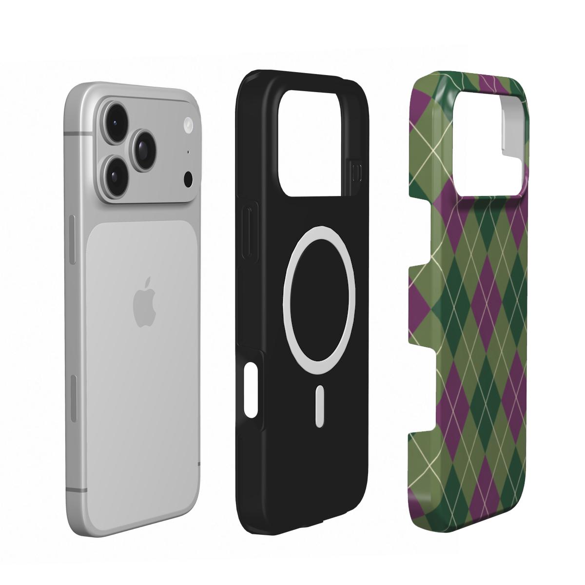 Moss & Plum | Green & Plum Argyle MagSafe iPhone Case