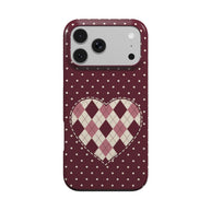 Heart Patch | Burgundy Polka Dot Argyle MagSafe iPhone Case