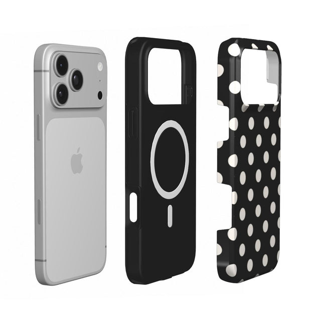 Ballroom | Schwarze, cremefarbene MagSafe iPhone Hülle mit Polka Dots