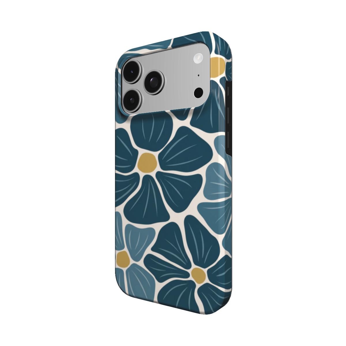 Nightbloom | Petrol Gold Retro Floral MagSafe iPhone Case