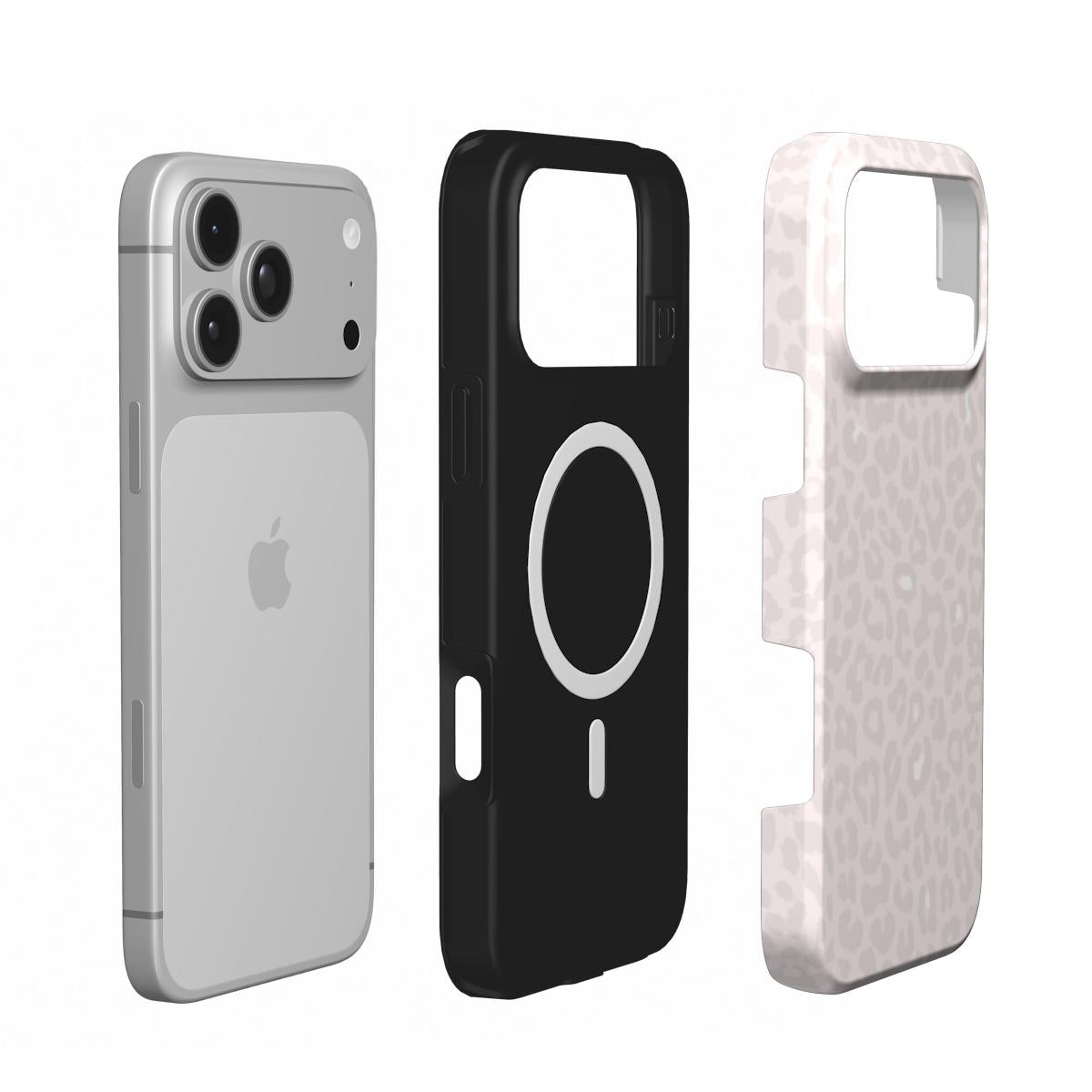 Nude Spots | Rougefarbenes Leopard-Print Minimalistisches MagSafe iPhone Case