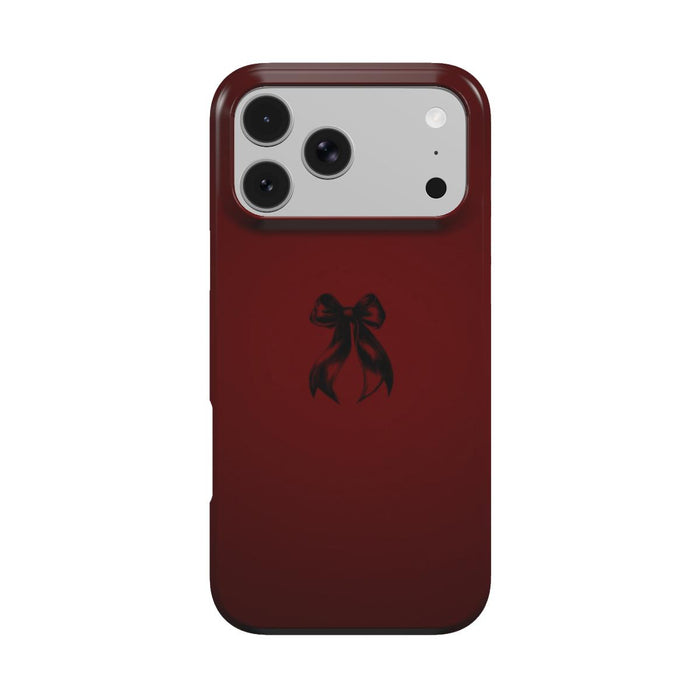 Coquette | Dark Red Bow Minimal Aesthetic MagSafe iPhone Case