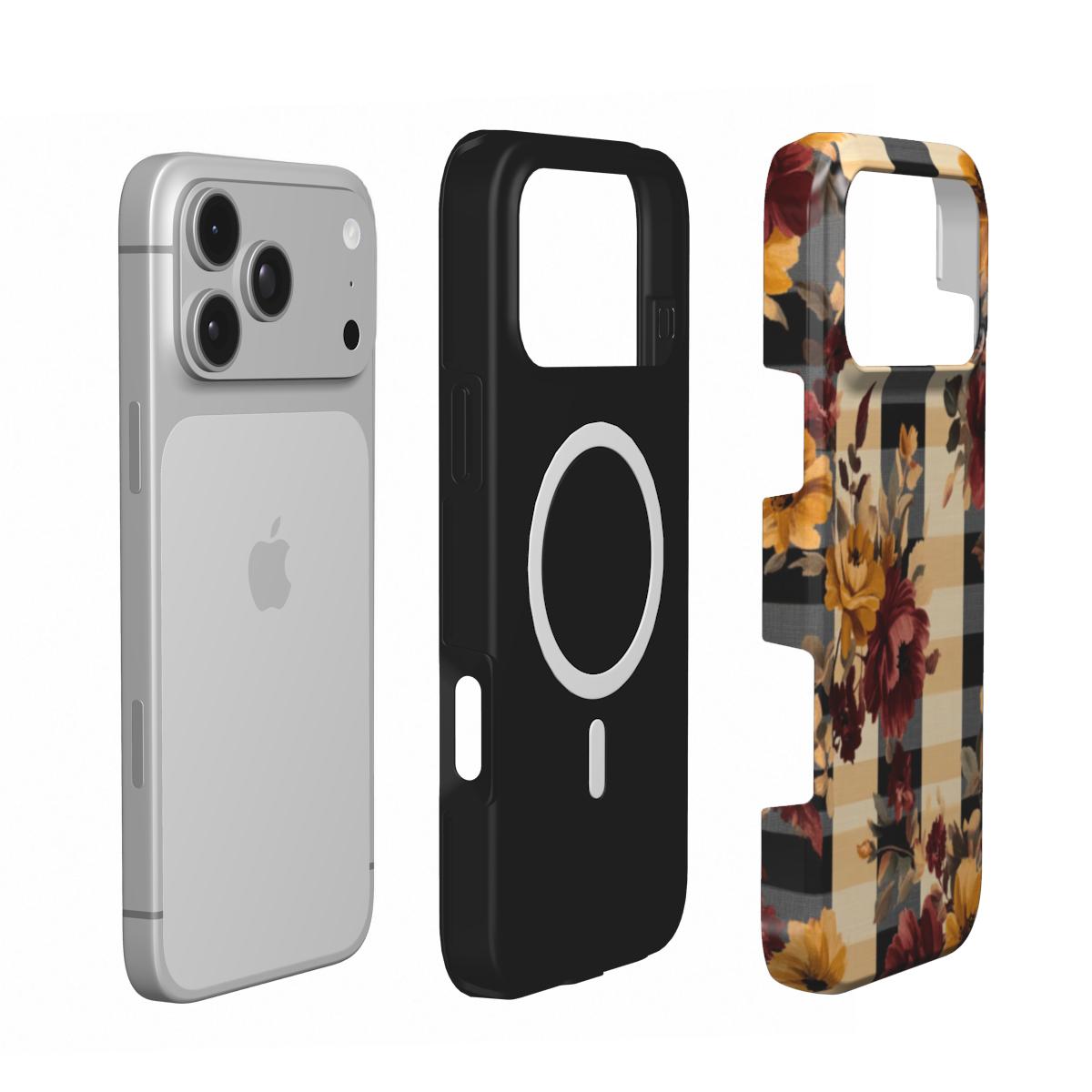 Autumn Grace | Floral Plaid MagSafe iPhone Case