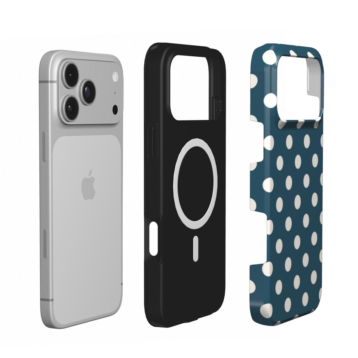 Matinée | Petrol Cream Polka Dot MagSafe iPhone Hülle