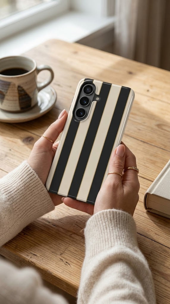Dress Code | Black & Cream Striped Magnetic Samsung Galaxy Case