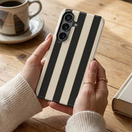 Dress Code | Black & Cream Striped Magnetic Samsung Galaxy Case
