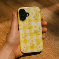 Sonnenblume Gänseblümchen | Gelbes Vichykaro Blumen MagSafe iPhone Hülle
