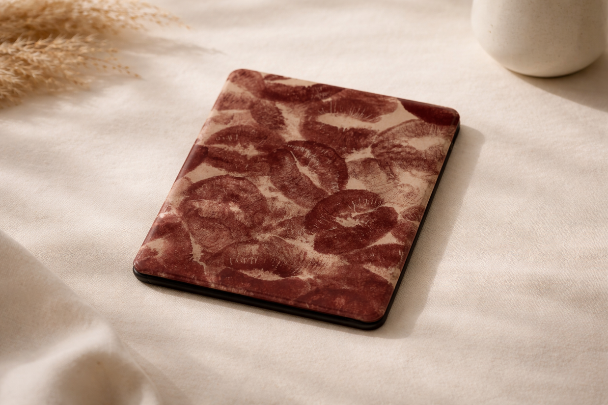 Velvet Kiss | Lipstick Kiss Print Vegan Leather iPad Case