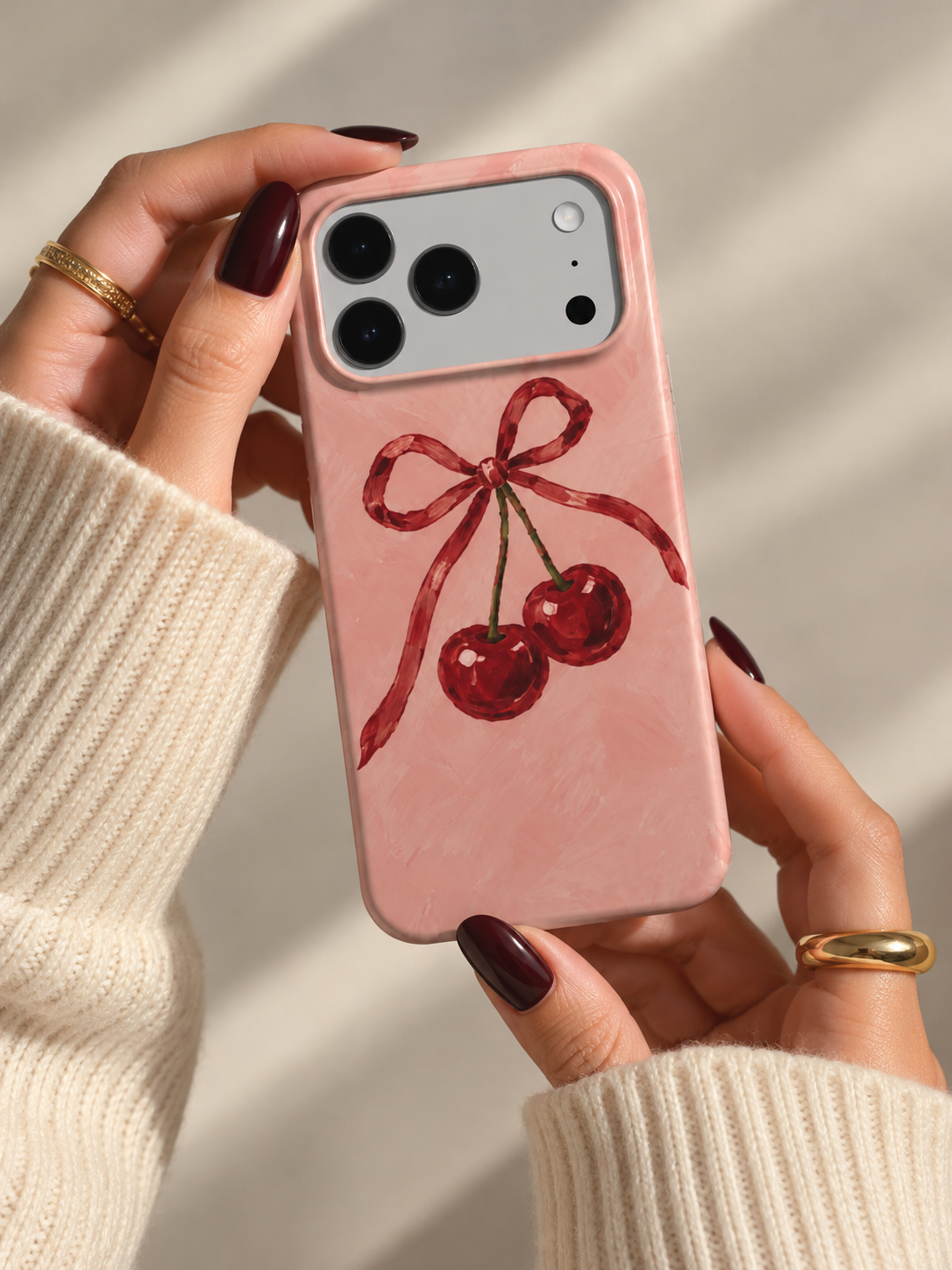 Cherry Blush | Painted Cherry Bow MagSafe iPhone Case