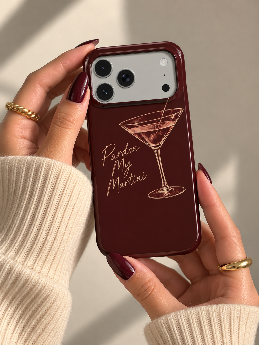 Pardon My Martini | Burgundy Martini MagSafe iPhone Case