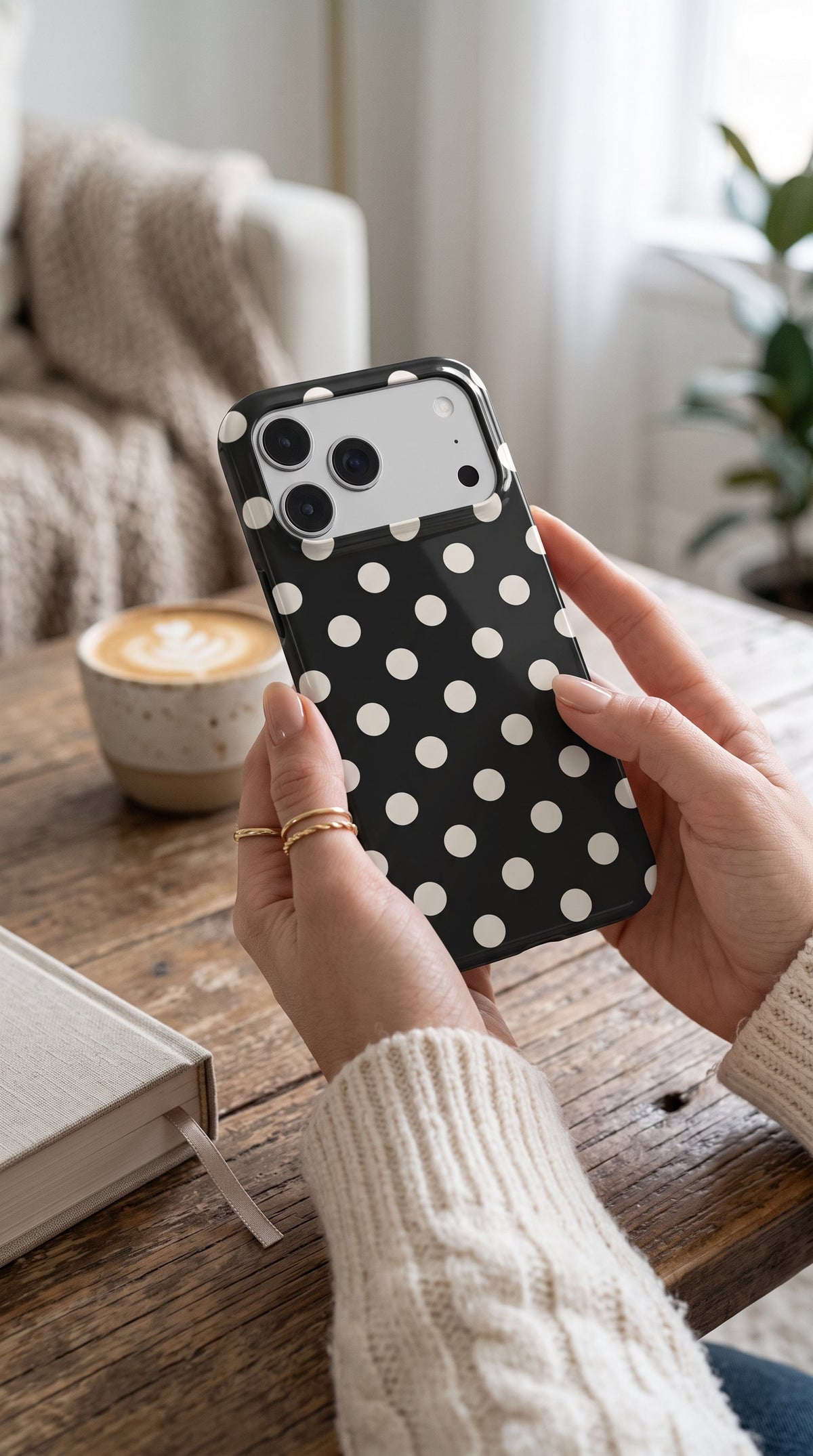 Ballroom | Black Cream Polka Dot MagSafe iPhone Case