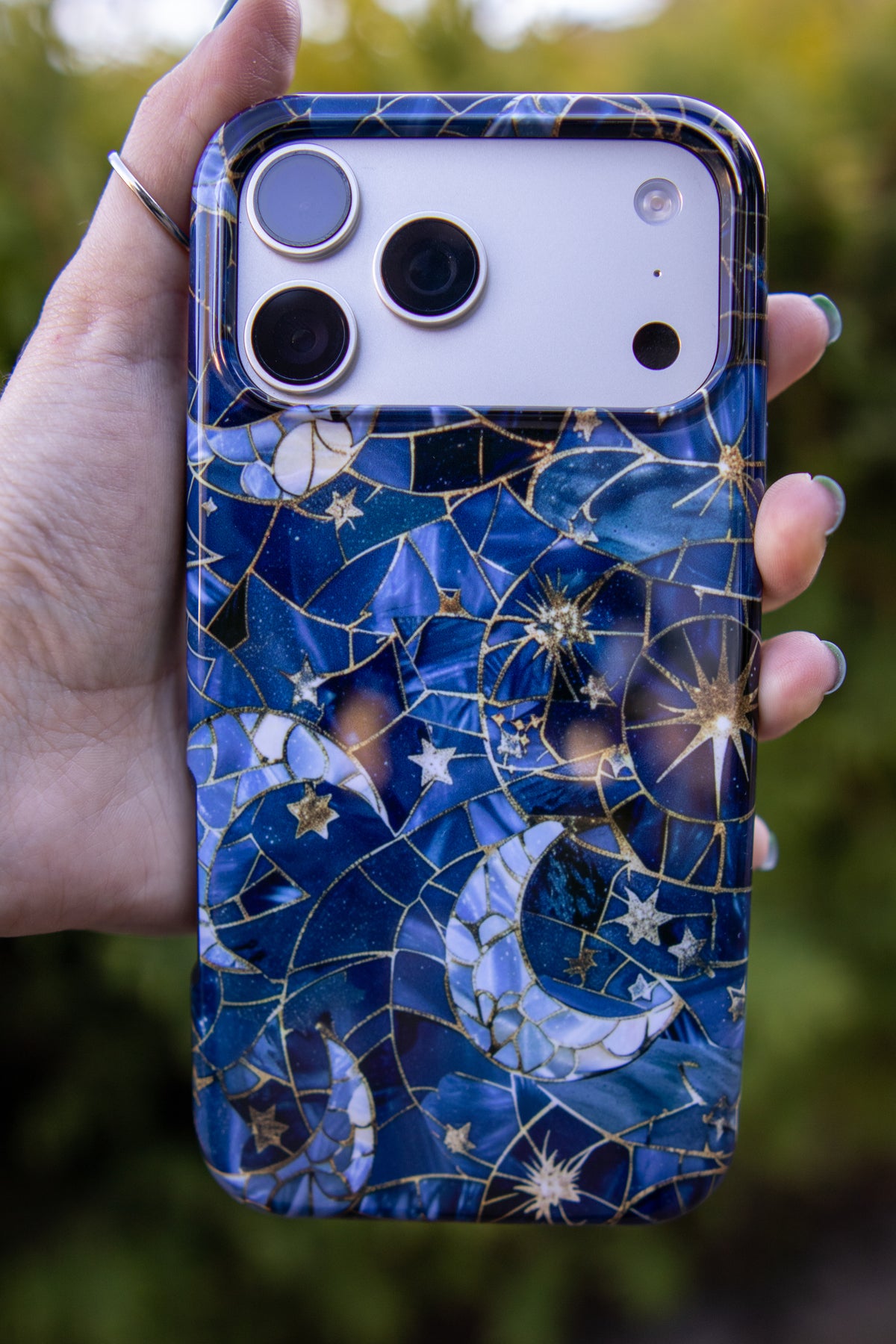Celestial Mosaic | Moon & Stars Stained Glass MagSafe iPhone Case