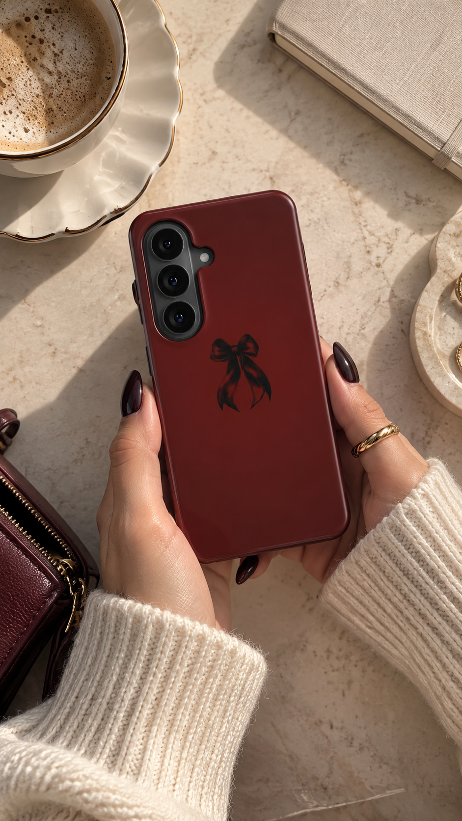Coquette | Burgundy Bow Magnetic Samsung Galaxy Case