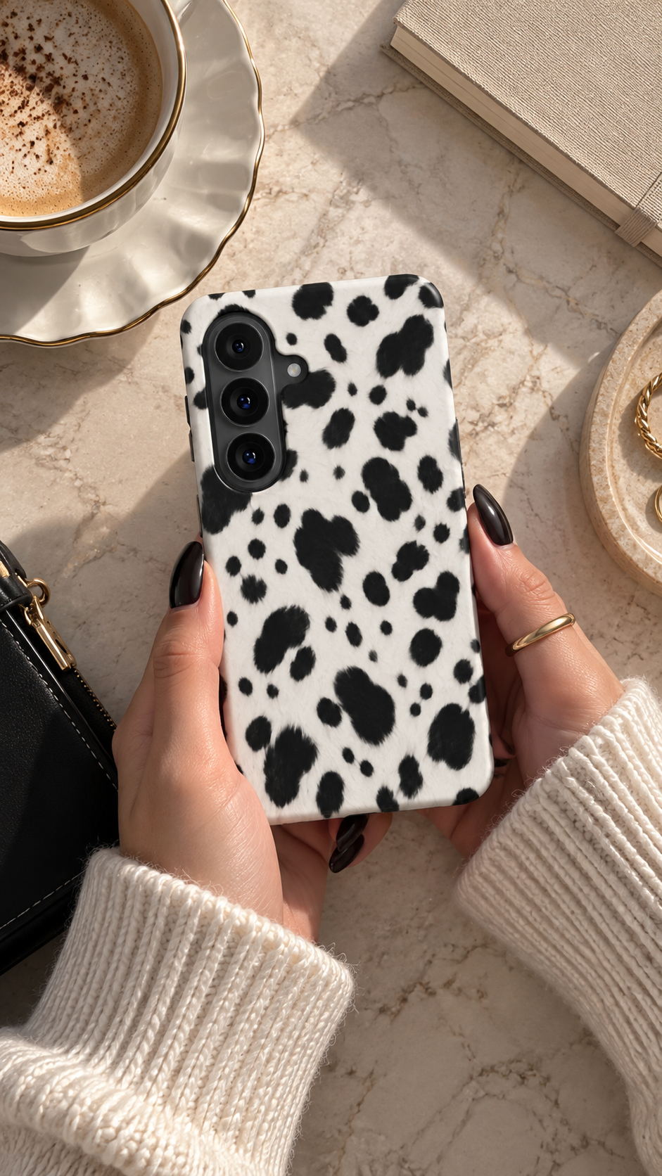 Front Row | Black & White Dalmatian Print Magnetic Samsung Galaxy Case