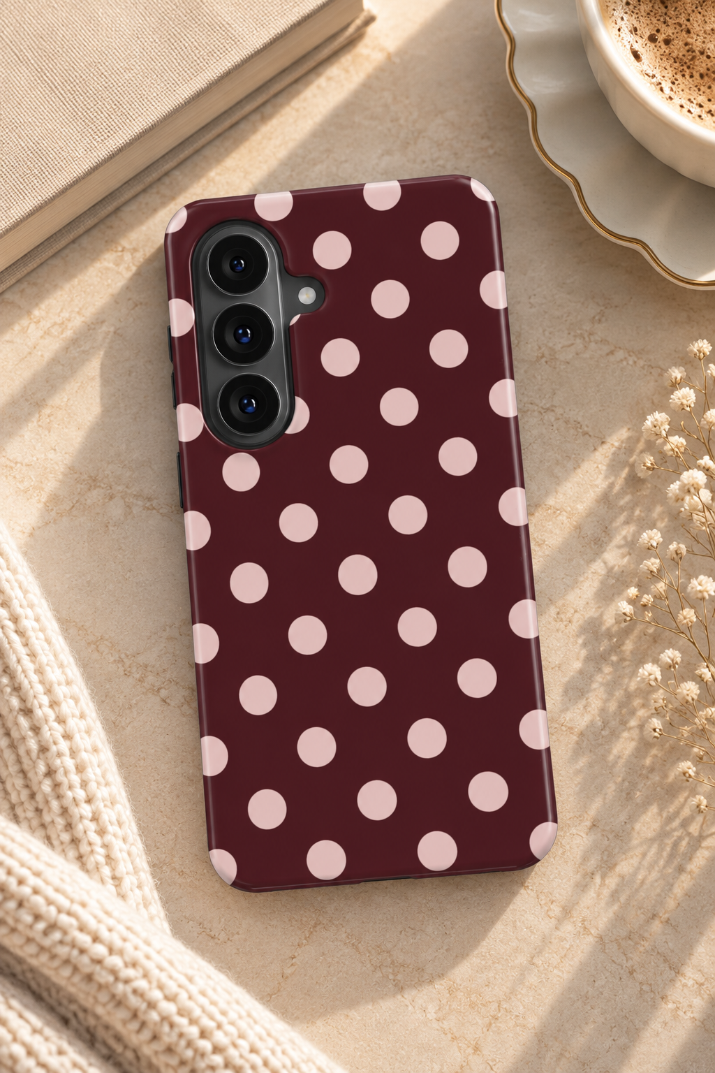 Pin-Up | Burgundy Blush Polka Dot Magnetic Samsung Galaxy Case