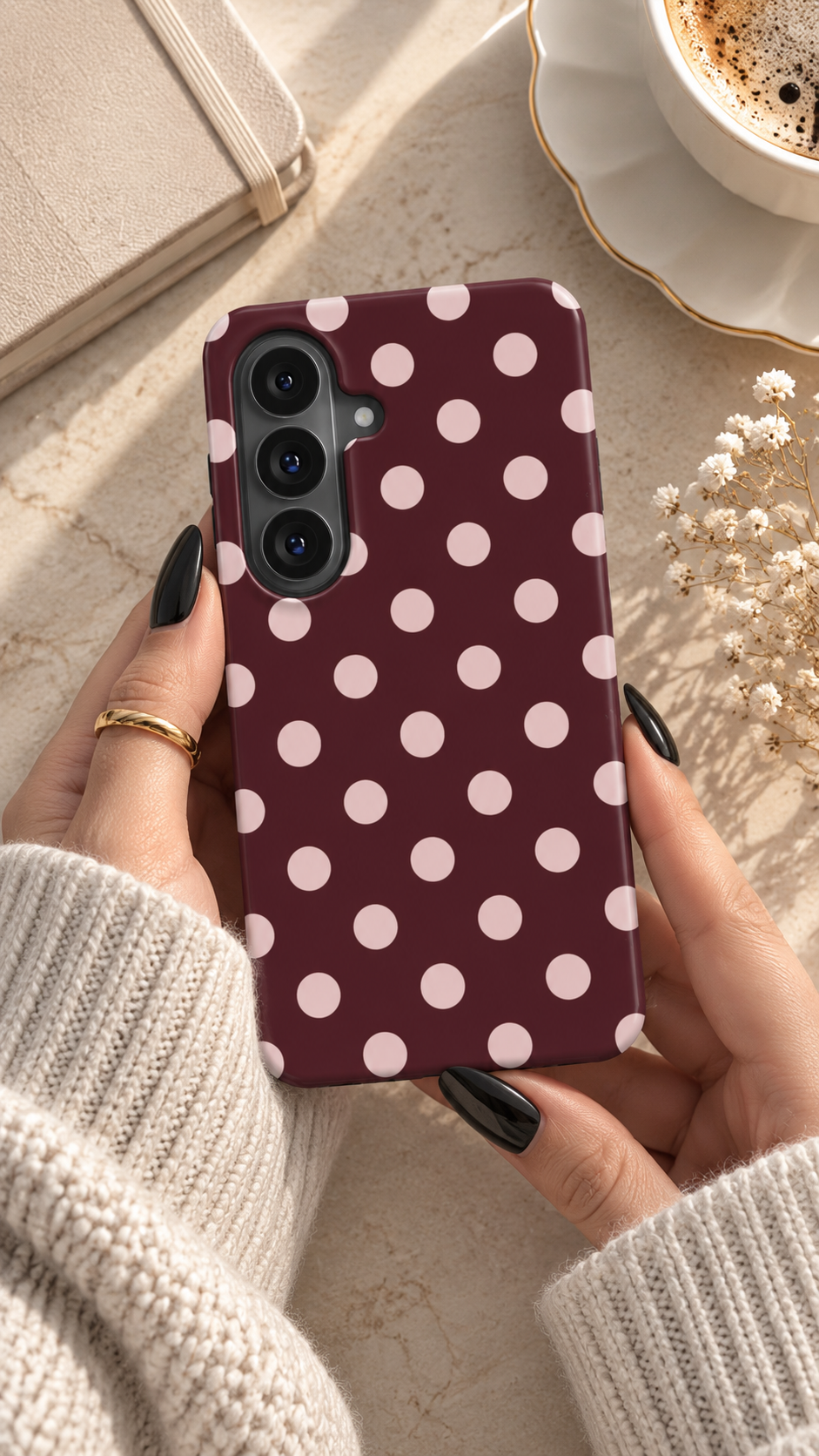 Pin-Up | Burgundy Blush Polka Dot Magnetic Samsung Galaxy Case