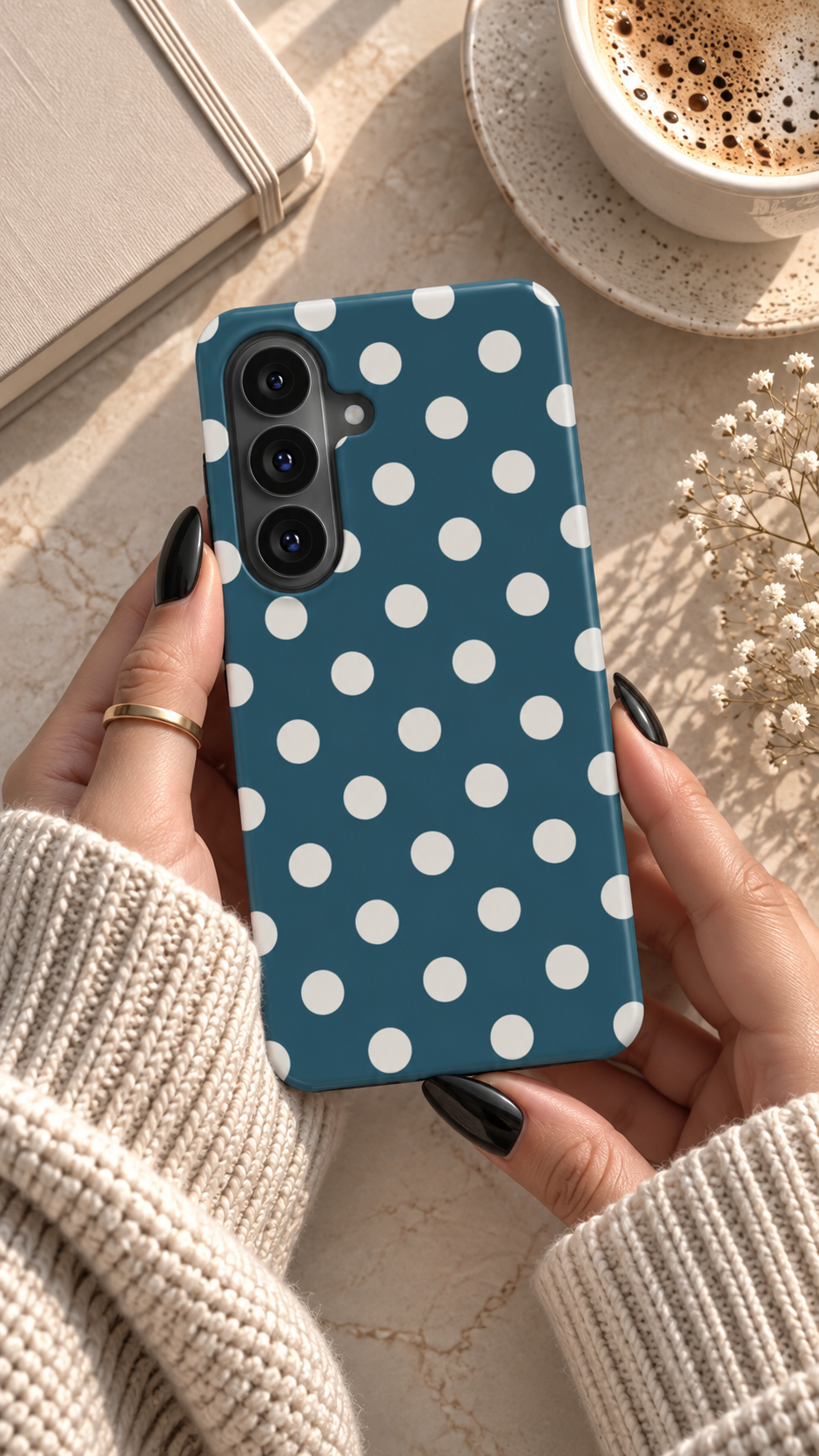 Matinée | Petrol & Ivory Polka Dot Magnetic Samsung Galaxy Case