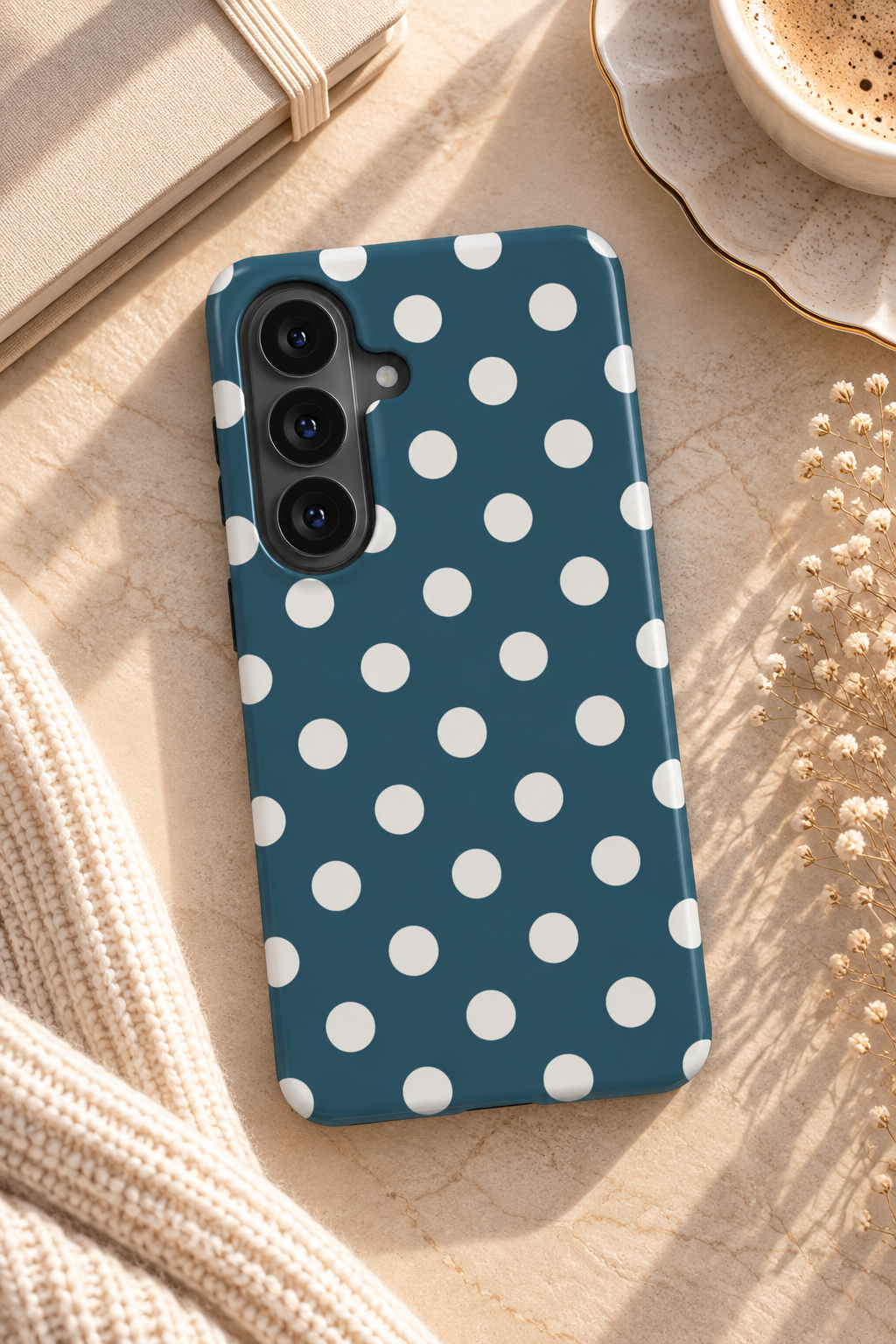 Matinée | Petrol & Ivory Polka Dot Magnetic Samsung Galaxy Case
