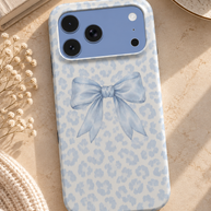 Sunday Ribbon | Powder Blue Leopard Bow MagSafe iPhone Case